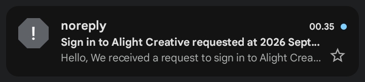 Email sign in dari Alight Creative